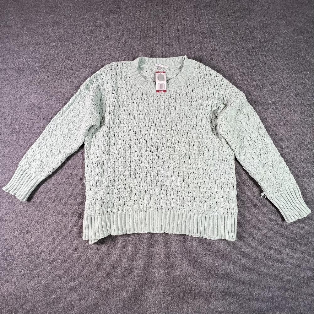 NEW Seven7 Chenille Sweater Women's XL Green Polyester Cable Knit Textured NWT